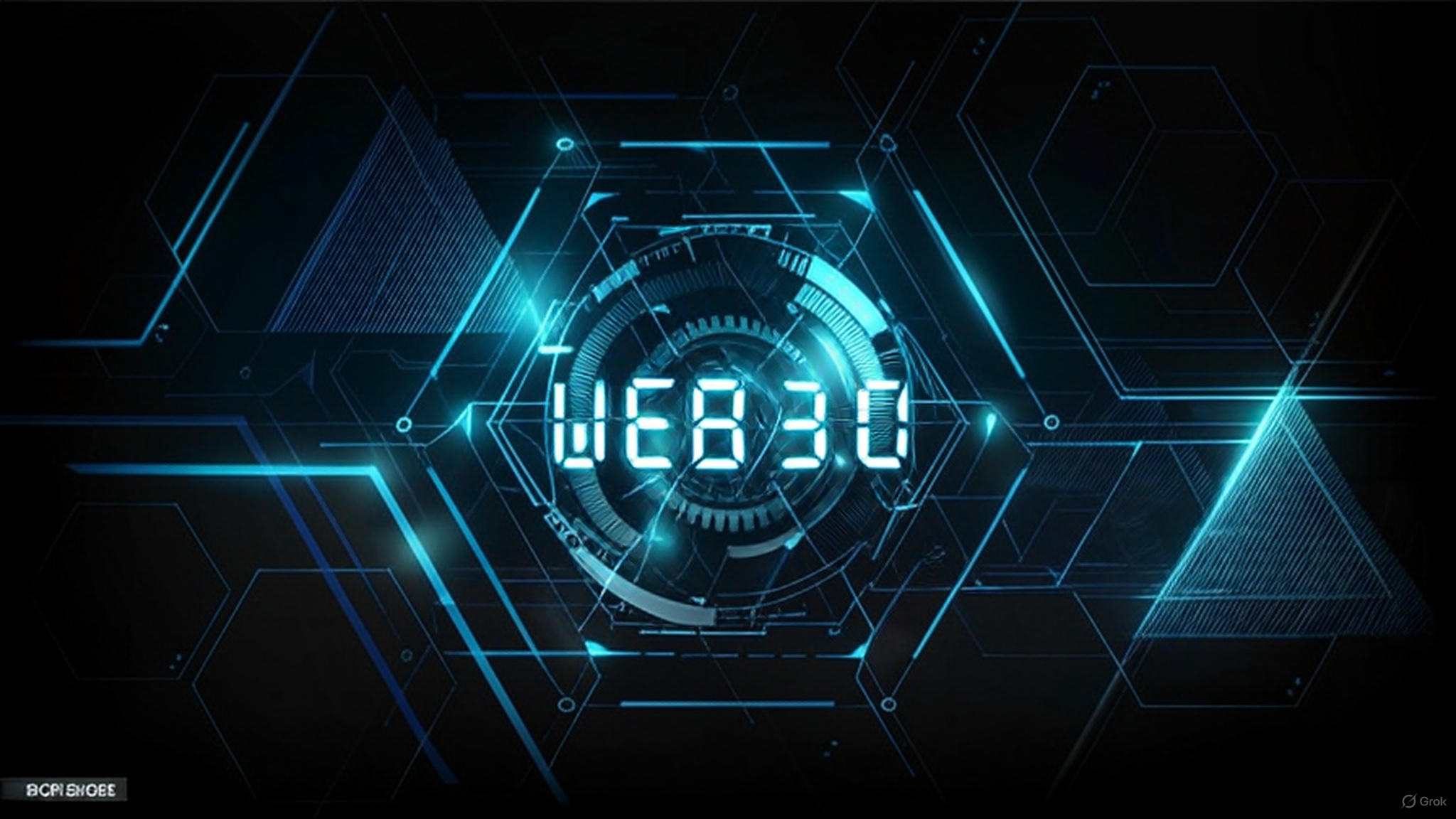 Futuristic Web3 technology visualization with hexagonal patterns